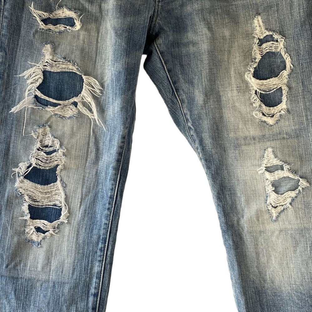 American Eagle Outfitter Mens Slim Straight Destroyed Zip Fly Jeans Sz 33/30 - Picture 7 of 11